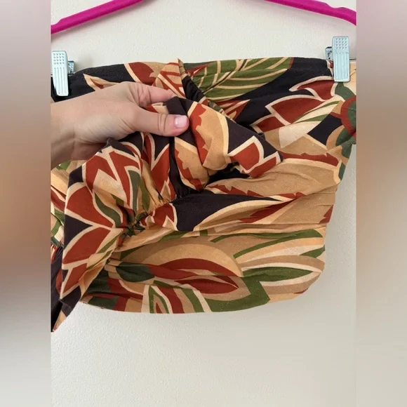 Zara Linen Blend Ruffle Ruched Strapless Top Size Small - Picture 10 of 14